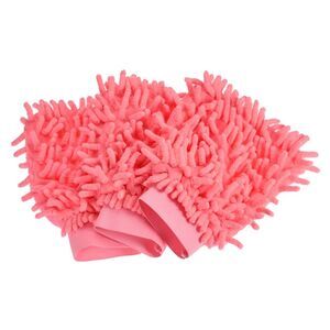 3pcs Microfiber Mitts Reusable Scratch-Free Cleaning Gloves Wash Sponge, Pink